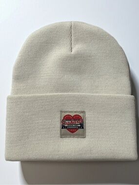 Carhartt Tan/Cream Ribbed Beanie with Fold-Over Cuff